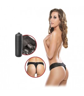 FETISH FANTASY TANGA DE ENCAJE NEGRO CON VIBRADOR