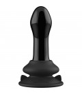 PLUGGY - GLASS VIBRATOR - WITH SUCTION CUP AND REMOTE - RECARGABLE - 10 VELOCIDADES - NEGRO