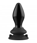 STRETCHY - GLASS VIBRATOR - WITH SUCTION CUP AND REMOTE - RECHARGEABLE - 10 VELOCIDADES - NEGRO