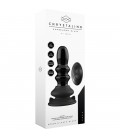 RIBBLY GLASS VIBRATOR WITH SUCTION CUP AND REMOTE RECHARGEABLE 10 VELOCIDADES NEGRO