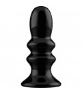 RIBBLY GLASS VIBRATOR WITH SUCTION CUP AND REMOTE RECHARGEABLE 10 VELOCIDADES NEGRO