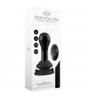 GLOBY GLASS VIBRATOR WITH SUCTION CUP AND REMOTE RECHARGEABLE 10 VELOCIDADES NEGRO