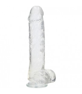 REALROCK DILDO EFECTO GELATINA CON TESTiCULOS 10 TRANSPARENTE