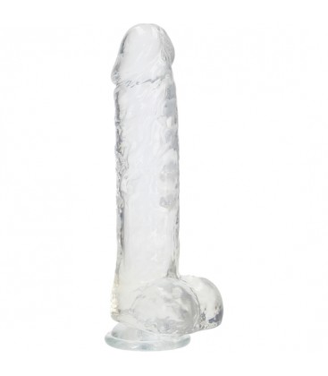 REALROCK DILDO EFECTO GELATINA CON TESTiCULOS 10 TRANSPARENTE