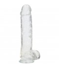 REALROCK DILDO EFECTO GELATINA CON TESTiCULOS 10 TRANSPARENTE