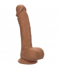 PENE DE SILICONA DE DOBLE DENSIDAD 21,5CM - MARRON